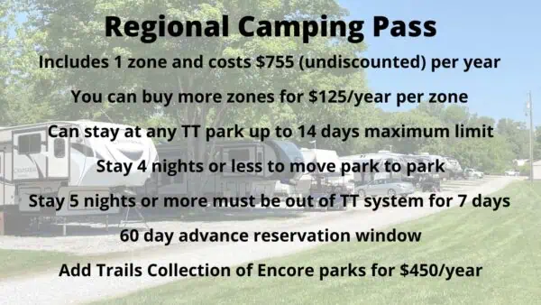 The Thousand Trails Regional Camping Pass benefits and rules