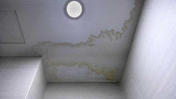 RV water damage stains on the ceiling