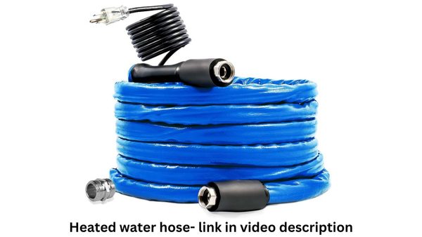 A heated RV water hose for winter RV camping