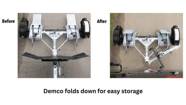 Demco tow dollies can fold down for storage